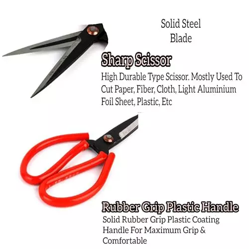 Best malfah-enterprises-tailoring-sewing-scissors-with-rubber-handle-grip-stainless-steel-red-4-cm-rubber-for-handicrafts-office-use-268005 Malfah Enterprises Tailoring & Sewing Scissors with Rubber Handle Grip Stainless Steel Red 4 cm for Handicrafts & Office Use, 268005
