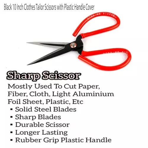 Shop malfah-enterprises-tailoring-sewing-scissors-with-rubber-handle-grip-stainless-steel-red-4-cm-rubber-for-handicrafts-office-use-268005 Malfah Enterprises Tailoring & Sewing Scissors with Rubber Handle Grip Stainless Steel Red 4 cm for Handicrafts & Office Use, 268005