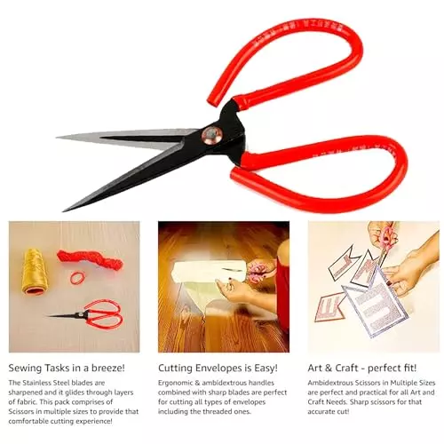 Product malfah-enterprises-tailoring-sewing-scissors-with-rubber-handle-grip-stainless-steel-red-4-cm-rubber-for-handicrafts-office-use-268005 Malfah Enterprises Tailoring & Sewing Scissors with Rubber Handle Grip Stainless Steel Red 4 cm for Handicrafts & Office Use, 268005