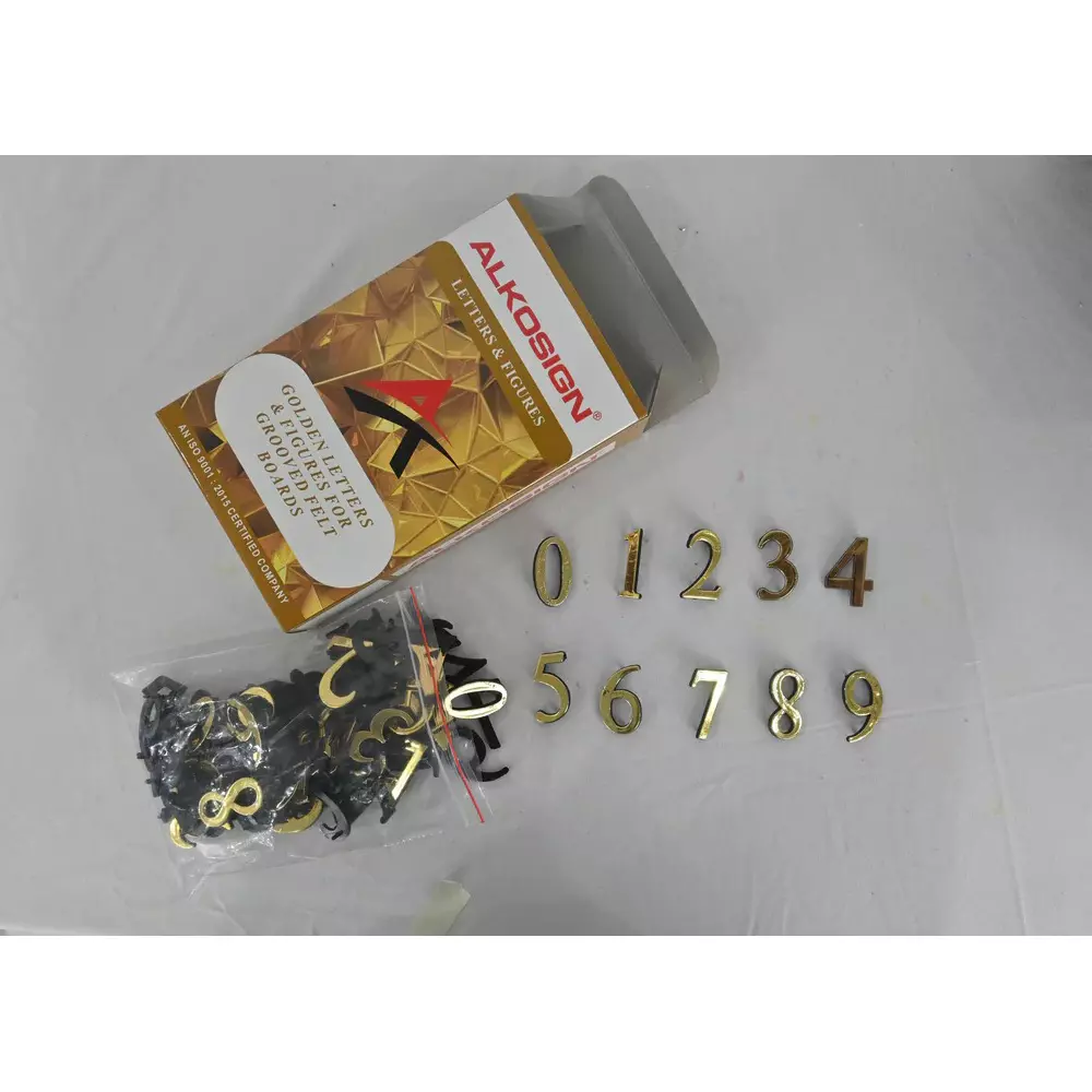 Best alkosign-18mm-golden-color-english-figures-for-grooved-felt-board-asf-g-18 Alkosign 18mm Golden Color Figures For Grooved Felt Board ASF-G 18