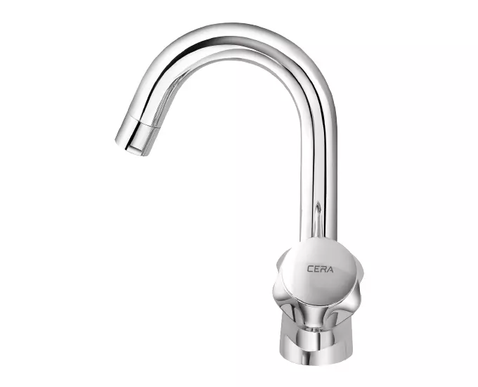 Buy cera-ocean-pillar-cock-bathroom-faucet--f3001105 CERA Ocean Pillar Cock Half Turn with Swan Neck Spout Right and Aerator F3001105