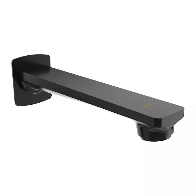 CERA Sylvina Bath Tub Spout Quarter Turn Wall Mount PVD Finish Black Matte with Wall Flange, F1021661BM CERA Sylvina Bath Tub Spout Quarter Turn Wall Mount PVD Finish Black Matte with Wall Flange, F1021661BM