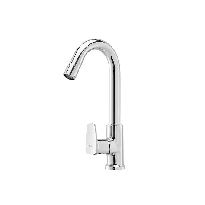 Buy cera-vine-quarter-turn-f1020301 CERA VINE Sink Cock with Swivel Spout Quarter Turn Table Mount Silver, F1020301