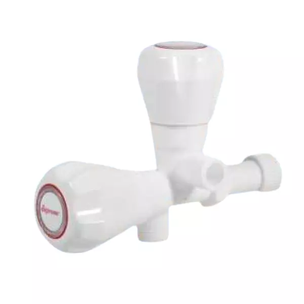 SUPREME Classic Series 2-Way Right Angle Stop Tap Quarter Turn Plastic, Texla White SUPREME Classic Series 2-Way Right Angle Stop Tap Quarter Turn Plastic, Texla White