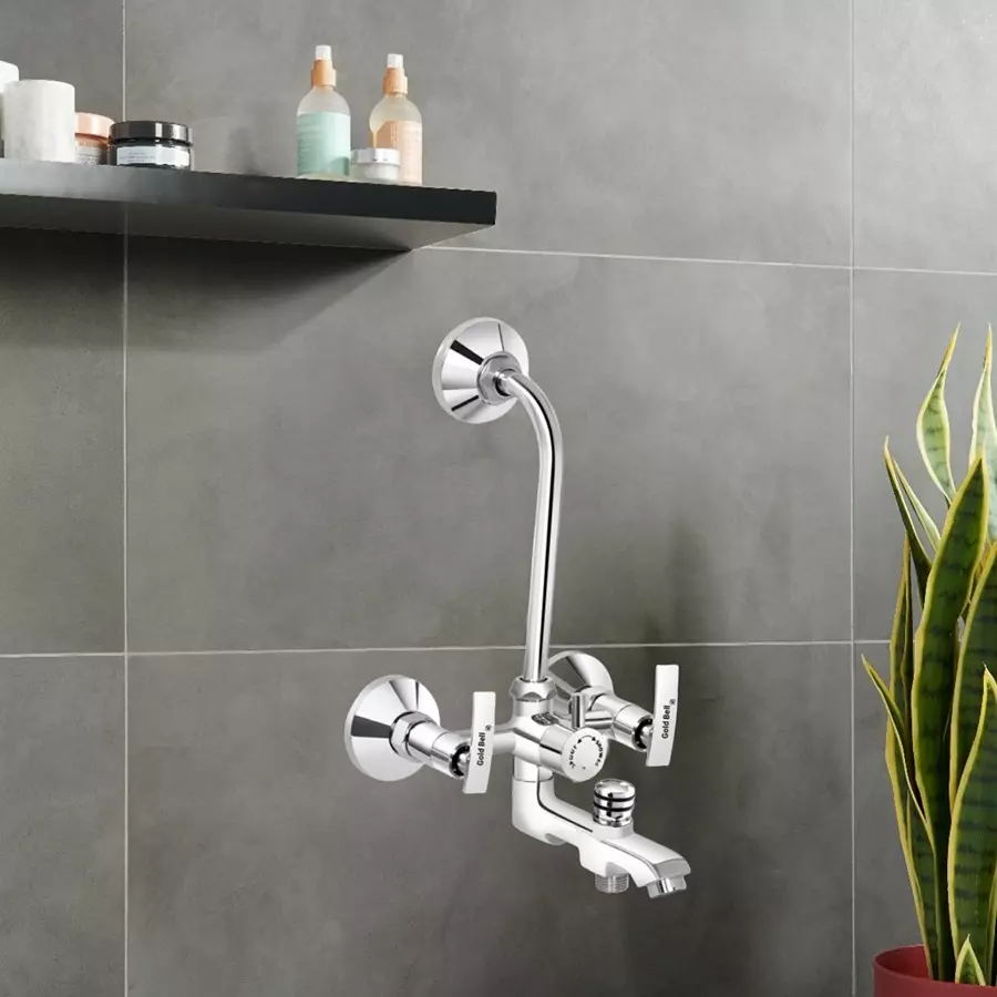 Product gold-bell-prime-brass-3-in-1-wall-mixer-set-with-8x8-inch-ss-sandwich-overhead-15-inch-ss-arm-hand-shower-3-1-siya-soft-8s-15a-fish Gold Bell Prime Brass 3 In 1 Wall Mixer Set with 203X203 mm(8X8 Inch) SS Sandwich Overhead 381 mm(15 Inch) SS Arm Hand Shower, 3-1-Siya-Soft-8S-15A-Fish