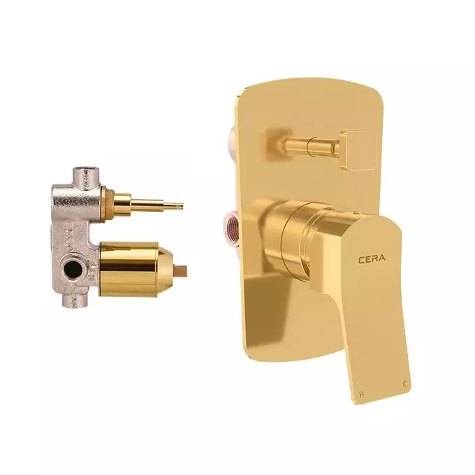 CERA Sylvina Diverter System Single Lever Exposed & Concealed Part PVD Finish French Gold, F1021721FG + F4030101FG CERA Sylvina Diverter System Single Lever Exposed & Concealed Part PVD Finish French Gold, F1021721FG + F4030101FG