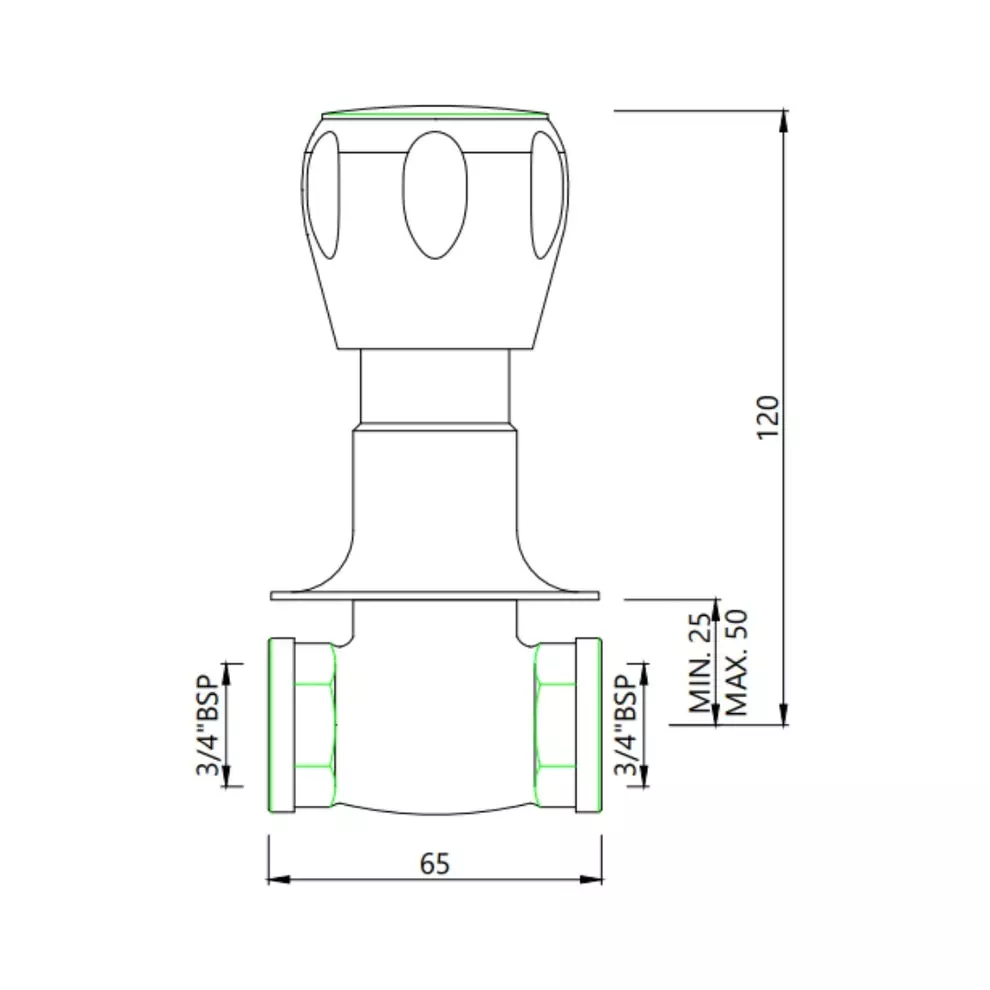 Buy essco-by-jaquar-concealed-stop-cock-heavy-body-with-cap-sqt-514ckn Essco by Jaquar Concealed Stop Cock Heavy Body Chrome Finish with 20 mm Cap, SQT-514CKN