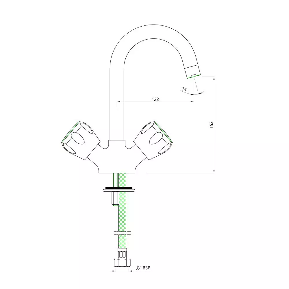 Buy essco-by-jaquar-sink-mixer-with-swinging-pipe-spout-sqt-527s Essco by Jaquar Sink Mixer Table Mount Chrome Finish with Swinging Pipe Spout, SQT-527S