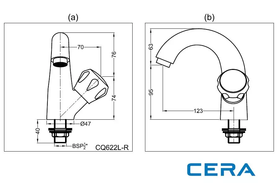 Buy {1} CERA Ocean Pillar Cock Quater Turn with Swan Neck Spout Right and Aerator F2006105