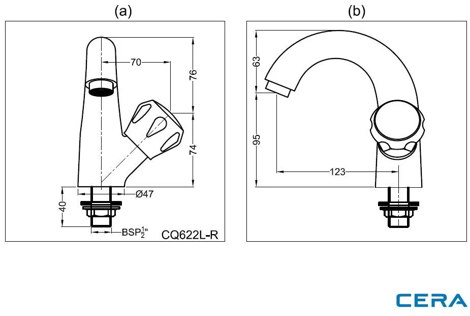 Buy {1} CERA Ocean Pillar Cock Half Turn with Swan Neck Spout Left and Aerator F3001104