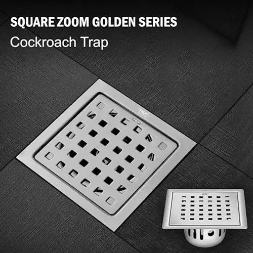 Shop sanjay-chilly-square-floor-drainer-with-cockroach-trap-brushed-bronze-127-x-127-mm-square-zoom-gs Sanjay Chilly Square Zoom Floor Drainer With Cockroach Trap Silver 127 x 127 mm, SCCT-SZ-GS-127