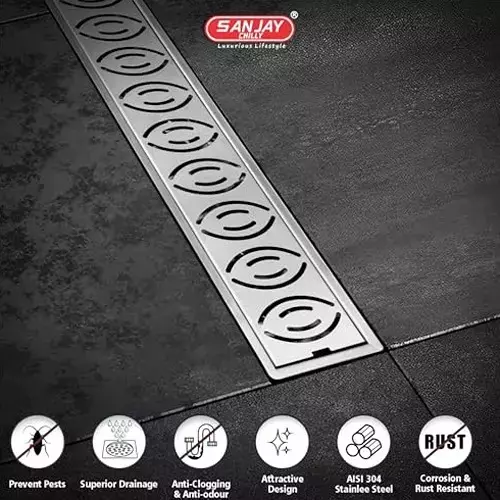 Shop sanjay-chilly-shower-drain-channel-silver-1016-x-1016-mm-4-x-40-inch-scdn-1000 Sanjay Chilly Shower Drain Channel Silver 100x1000 mm (4 x 40 inch), SCDN- 1000