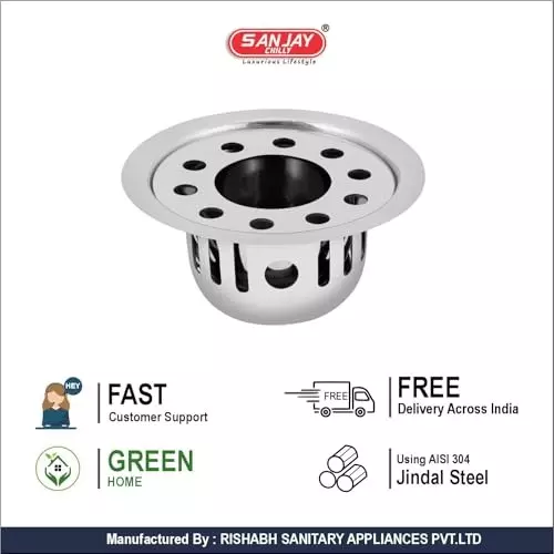 Order sanjay-chilly-round-gypsy-floor-drainer-with-cockroach-trap-sliver-762-mm-scct-rg-80 Sanjay Chilly Round Gypsy Floor Drainer with Cockroach Trap and Pipe Hole Sliver 80 mm, SCCT-RG-80