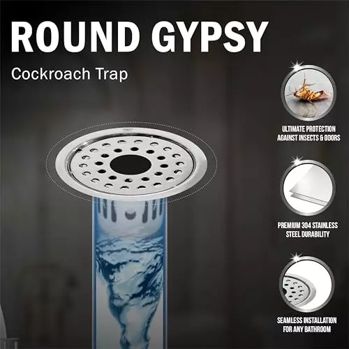 Product sanjay-chilly-round-gypsy-floor-drainer-with-cockroach-trap-sliver-1016-mm-scct-rg-101 Sanjay Chilly Round Gypsy Floor Drainer with Cockroach Trap and Pipe Hole Sliver 101 mm, SCCT-RG-101