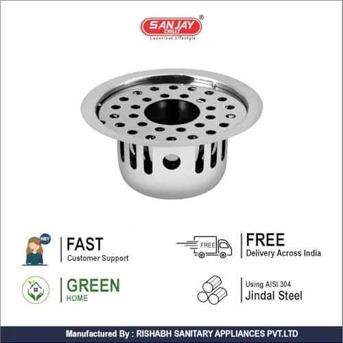 Offer sanjay-chilly-round-gypsy-floor-drainer-with-cockroach-trap-sliver-2032-mm-scct-rg-205 Sanjay Chilly Round Gypsy Floor Drainer with Cockroach Trap and Pipe Hole Sliver 205 mm, SCCT-RG-205