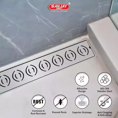 Best sanjay-chilly-neo-shower-drainer-channel-silver-side-hole-1016-x-6096-mm-scdn-600 Sanjay Chilly NEO Shower Drain Channel Silver Side Hole 100 x 600 mm, SCDN- 600