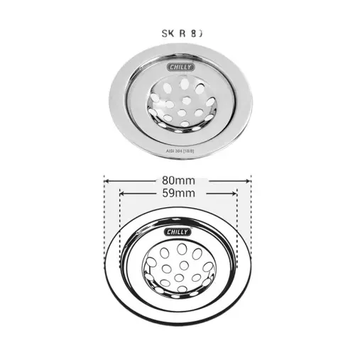 Buy chilly-80-mm-drainerjali-stainless-steel-glossy-finish-silver-sk-r-80 Chilly 80 mm Drainer/Jali Stainless Steel Glossy Finish Silver, SK-R-80