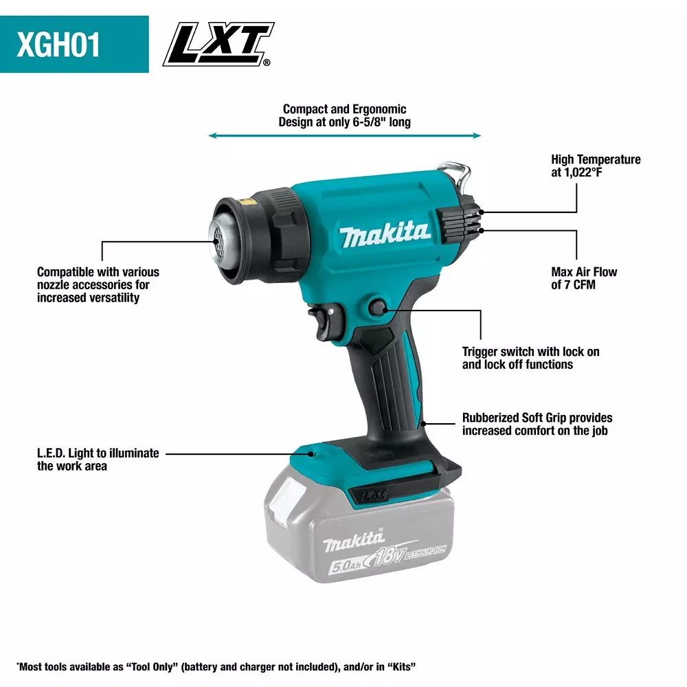 Best makita-cordless-heat-gun-18-v-lxt-li-ion-200-lpm-air-flow-and-550c-air-temperature-xgh01zk-with-battery-charger Makita Cordless Heat Gun 18 V LXT Li-Ion 200 LPM Air Flow and 550°C Air Temperature, XGH01ZK (Without Battery & Charger)