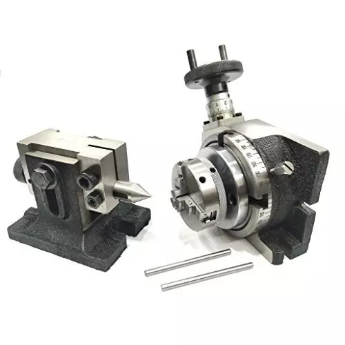 Buy assorts-rotary-table-b07dj5gg9k Assorts Quality Precision Rotary Table 100 mm (4 Inch) with Tailstock, M6 Clamp Kit & Round Vice/Vise (with 65 mm 3 Jaws)