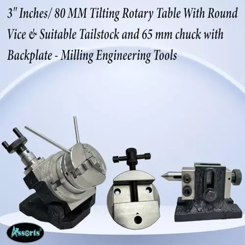 Buy assorts-tilting-rotary-table-b0dl5kk2bv Assorts Tilting Rotary Table 80 mm (3 Inch) 65 mm Self Centering Chuck 3 Jaws