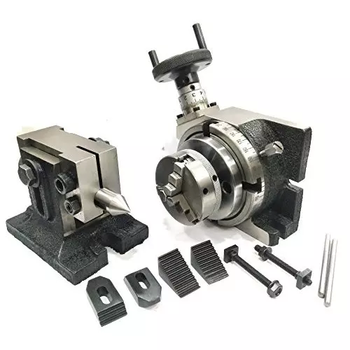 Buy assorts-rotary-table-b07d5xp4ss Assorts Precision Rotary Table 100 mm (4 Inch) with Tailstock & Small Chuck & Fixing T Nut Bolts