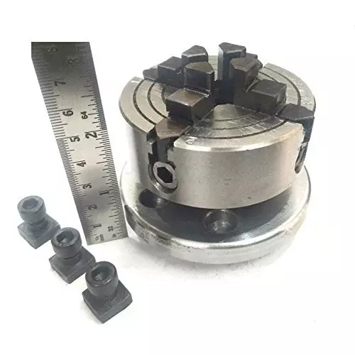 Product assorts-rotary-table-b07d8361nx Assorts Quality Precision Rotary Table 100 mm (4 Inch) with M6 Clamp Kit & Small Chuck (with 70 mm 4 Jaw Independent Chuck)