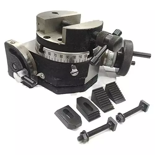Buy assorts-tilting-milling-indexing-rotary-table-b07dllc29x Assorts Quality Precision Tilting Milling Indexing Rotary Table 100 mm (4 Inch) with M6 Clamp Kit & Round Vice (with 65 mm 3 Jaw)