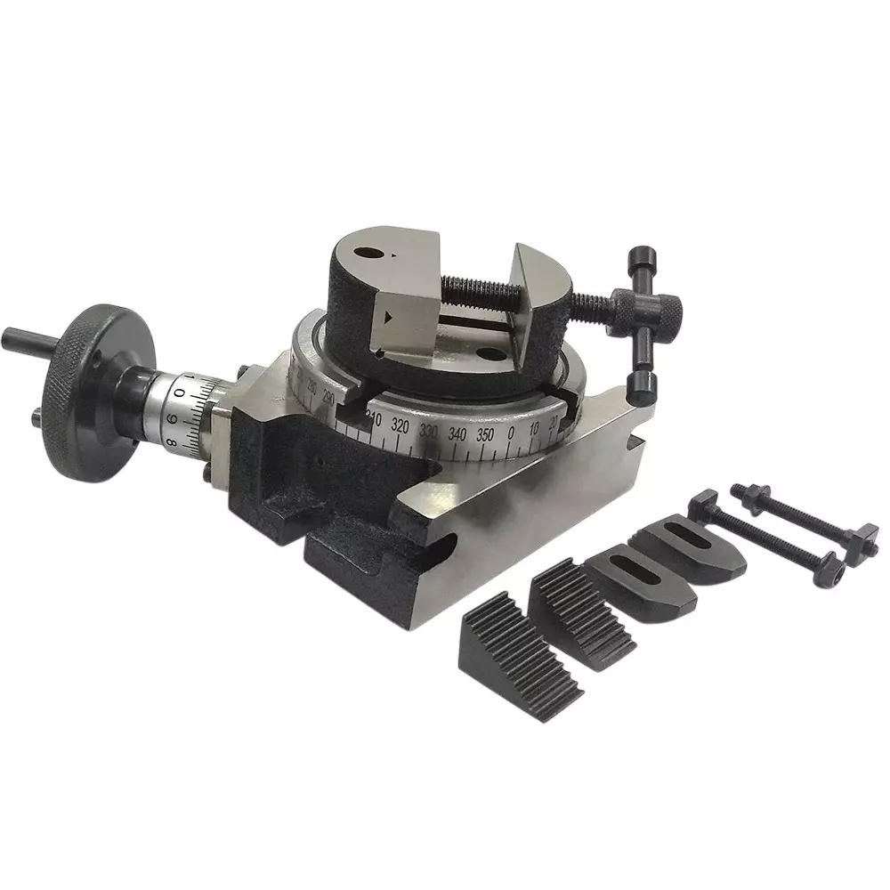 Assorts Quality Precision Rotary Table 100 mm (4 Inch) with M6 Clamp Kit & Round Vice/Vise (with 80 mm Round Vice) Assorts Quality Precision Rotary Table 100 mm (4 Inch) with M6 Clamp Kit & Round Vice/Vise (with 80 mm Round Vice)