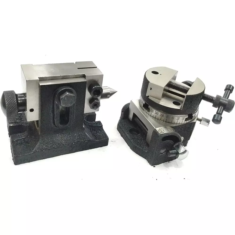 Assorts Tilting Rotary Table 80 mm (3 Inch) with Round Vice & Suitable Tailstock Assorts Tilting Rotary Table 80 mm (3 Inch) with Round Vice & Suitable Tailstock