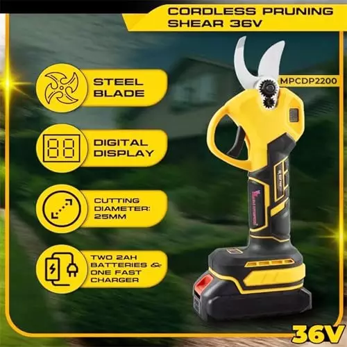 Buy malfah-enterprises-cordless-pruning-shear-with-digital-display-25-mm-1-inch-smart-digital-display-2-ah-battery-yellow-black-mpcdp2200-mfn Malfah Enterprises Cordless Pruning Shear with Digital Display  25 mm (1 inch) Smart Digital Display 2 Ah Battery Yellow & Black, MPCDP2200 MFN