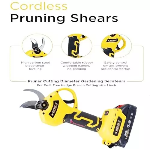 Best malfah-enterprises-cordless-pruning-shear-with-digital-display-25-mm-1-inch-smart-digital-display-2-ah-battery-yellow-black-mpcdp2200-mfn Malfah Enterprises Cordless Pruning Shear with Digital Display  25 mm (1 inch) Smart Digital Display 2 Ah Battery Yellow & Black, MPCDP2200 MFN