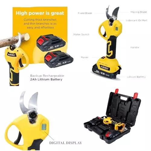 Shop malfah-enterprises-cordless-pruning-shear-with-digital-display-25-mm-1-inch-smart-digital-display-2-ah-battery-yellow-black-mpcdp2200-mfn Malfah Enterprises Cordless Pruning Shear with Digital Display  25 mm (1 inch) Smart Digital Display 2 Ah Battery Yellow & Black, MPCDP2200 MFN