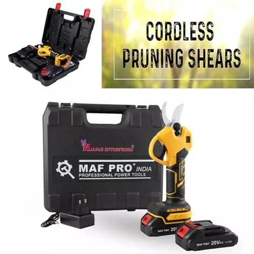 Offer malfah-enterprises-cordless-pruning-shear-with-digital-display-25-mm-1-inch-smart-digital-display-2-ah-battery-yellow-black-mpcdp2200-mfn Malfah Enterprises Cordless Pruning Shear with Digital Display  25 mm (1 inch) Smart Digital Display 2 Ah Battery Yellow & Black, MPCDP2200 MFN