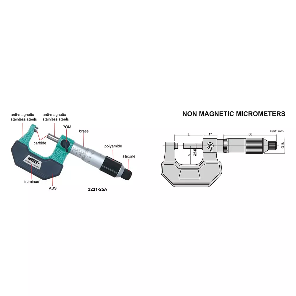 Buy insize-non-magnetic-micrometer-75-100-mm-range-for-magnetic-materials3231-100a Insize Non Magnetic Micrometer 75-100 mm Range for Magnetic Materials, 3231-100A