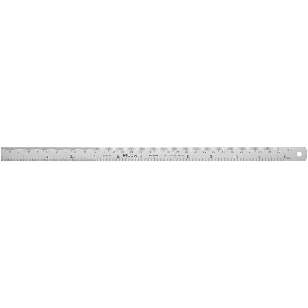 Mitutoyo Steel Ruler 12 inch/300 mm Silver, 182-305 Mitutoyo Steel Ruler 12 inch/300 mm Silver, 182-305
