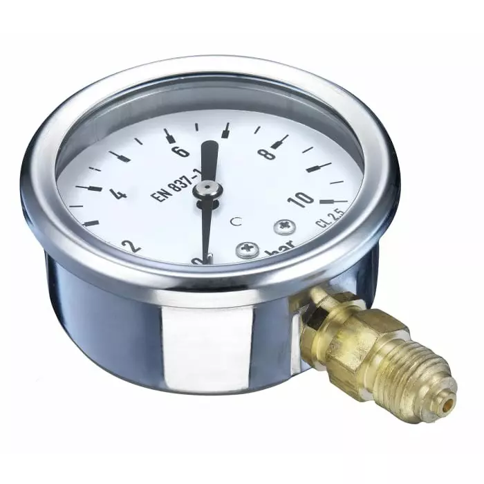 Bourdon G 1/4 Analogue Pressure Gauge 0 Bar Bottom Entry 63 mm Outside Diameter, MIT3-D20.B59 Bourdon G 1/4 Analogue Pressure Gauge 0 Bar Bottom Entry 63 mm Outside Diameter, MIT3-D20.B59