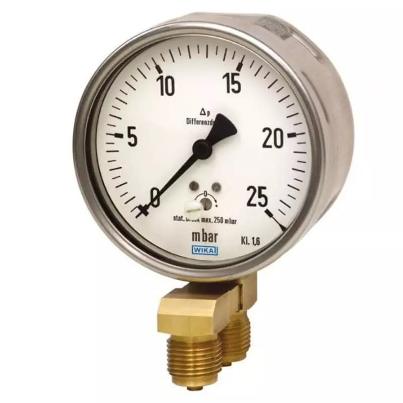 WIKA Analogue Differential Pressure Gauge G 1/2 2.5kPa Bottom Entry 100mm Outside Diameter, 48794927 WIKA Analogue Differential Pressure Gauge G 1/2 2.5kPa Bottom Entry 100mm Outside Diameter, 48794927