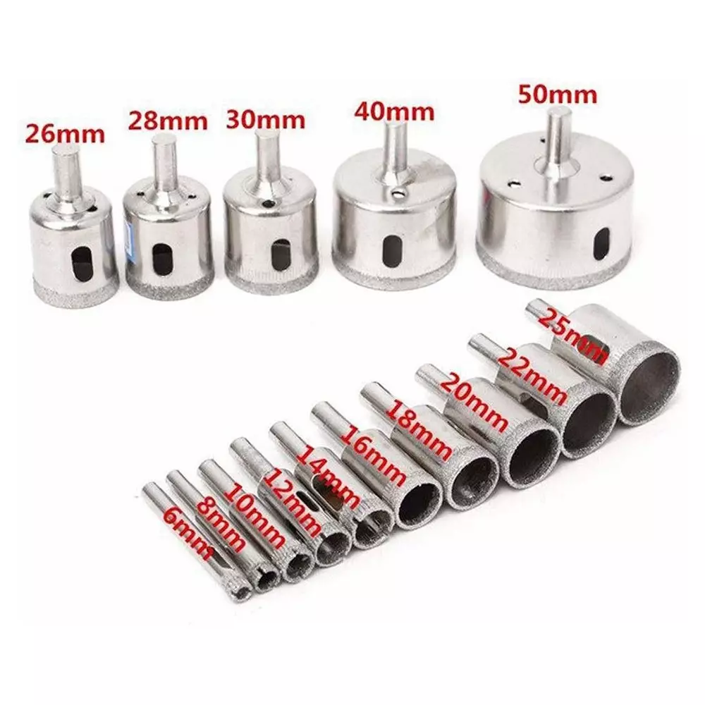 Buy mkyuptotools-diamond-coated-drill-bit-6-8-10-12-14-16-18-20-22-25-26-28-30-40-50-mm-masonry-bits-sliver-pack-of-15 mkyuptotools Diamond Coated Drill Bit 6-50 mm Masonry Bits Sliver (Pack of 15)