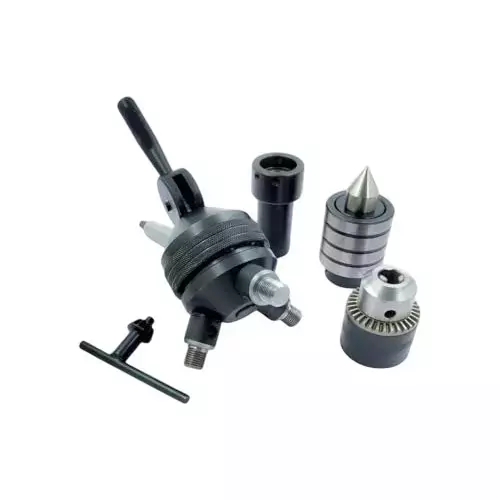 Buy buyohlic-international-quad-head-tailstock-turret-mt2-shank-3-stations-with-drill-chuck-die-holder-live-centre-10-ts-101 Buyohlic International Quad Head Tailstock Turret MT2 Shank 3 Stations With Drill Chuck, Die Holder & Live Centre, 10-TS-101