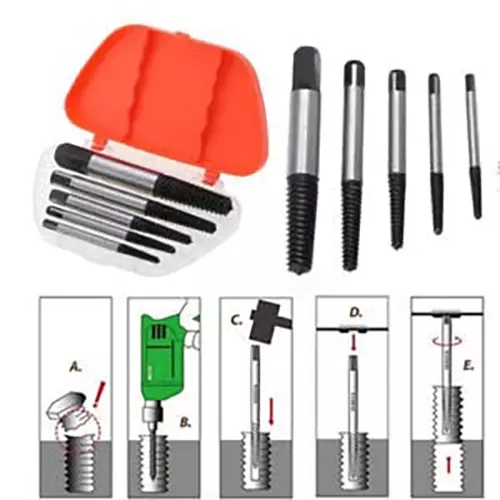 Shop yadav-5pcsset-broken-screw-damaged-extractor-easy-take-out-removing-tool YADAV Damaged Screw Remover Tool Set Broken Screw Extraction Made Easy (Set of 5)