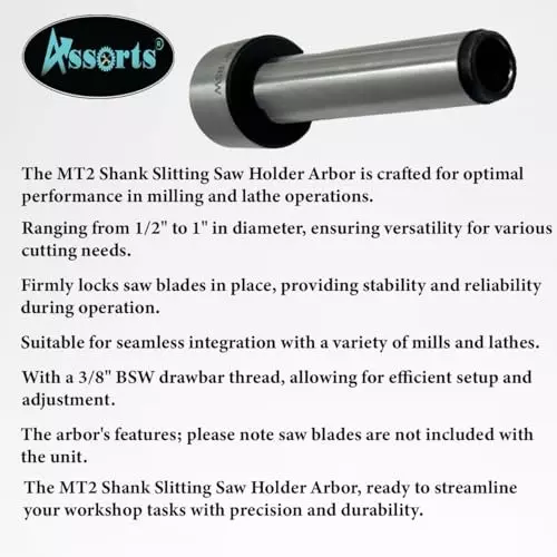Shop assorts-slitting-saw-holder-arbor-b073m2vp17 Assorts Slitting Saw Holder Arbor MT2 Shank 9.5 mm (3/8 Inch) BSW Drawbar