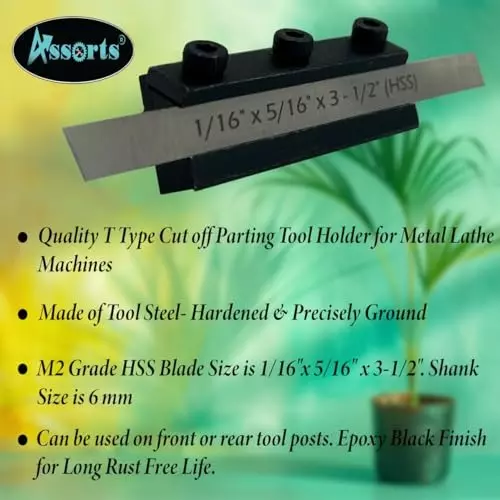 Shop assorts-parting-tool-holder-b0djpjxz9l Assorts T-Type Parting Tool Holder 1.58x7.93x88.9 mm Shank Diameter 19 mm (3/4 Inch)