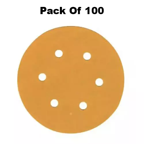 DYNABRADE Velcro Disc Gold 150 mm Dia. and P-150 Grit with 6 Holes, 4102741515 (Pack of 100 Pcs)