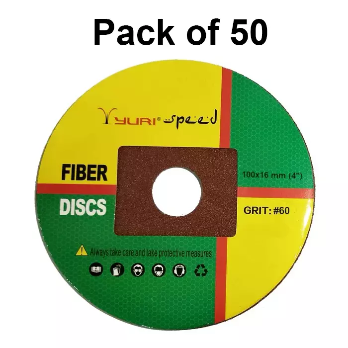 Yuri Speed Fibre Disc Aluminium Oxide 4 inch (100 mm) Diameter x 16 mm Bore Size and #36 Grit (Pack of 50)