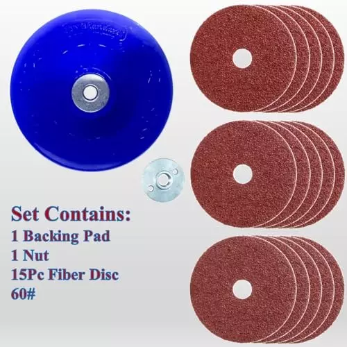 sandcastle-15-pcs-fiber-sanding-disc-set-with-backing-pad-metal-nut-5-inch-125-mm-diameter-x-22-mm-bore-size-x-60-grit-and-aluminium-oxide-material