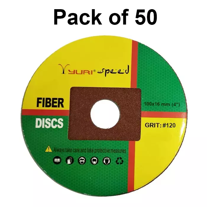 Yuri Speed Fibre Disc Aluminium Oxide 4 inch (100 mm) Diameter x 16 mm Bore Size and #120 Grit (Pack of 50)