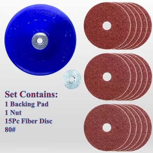 sandcastle-15-pcs-fiber-sanding-disc-set-with-backing-pad-metal-nut-5-inch-125-mm-diameter-x-22-mm-bore-size-x-80-grit-and-aluminium-oxide-material