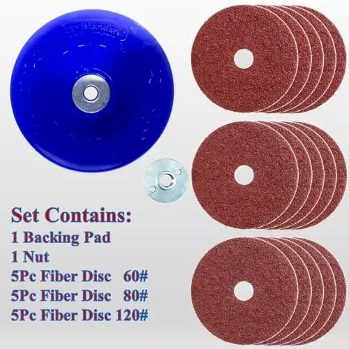sandcastle-15-pcs-fiber-sanding-disc-set-with-backing-pad-metal-nut-5-inch-125-mm-diameter-x-22-mm-bore-size-x-36-60-80-120-mixed-grit-and-aluminium-oxide-material