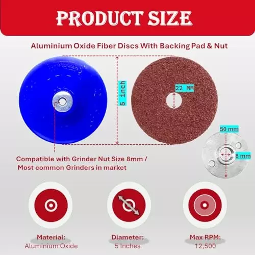 sandcastle-15-pcs-fiber-sanding-disc-set-with-backing-pad-metal-nut-5-inch-125-mm-diameter-x-22-mm-bore-size-x-36-60-80-120-mixed-grit-and-aluminium-oxide-material