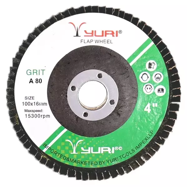 Yuri Flap Disc Aluminium Oxide 4 inch (100 mm) Diameter x 16 mm Bore Size and #A80 Grit (Pack of 25)
